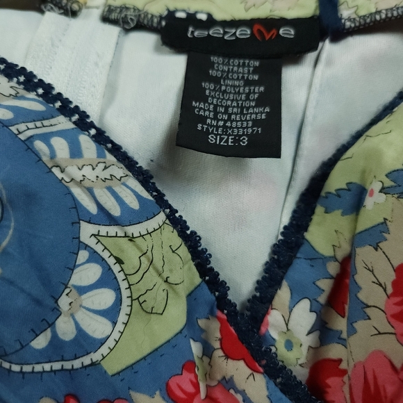 2000s Teeze Me Patchwork Style Floral Dress Sz 3 - Picture 6 of 11